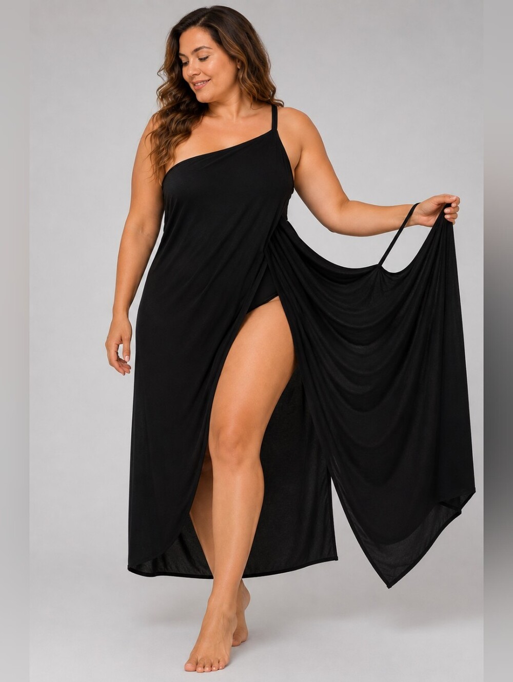 Rose Gal Black Sarong Wrap Swim Cover Up Plus Size 5X